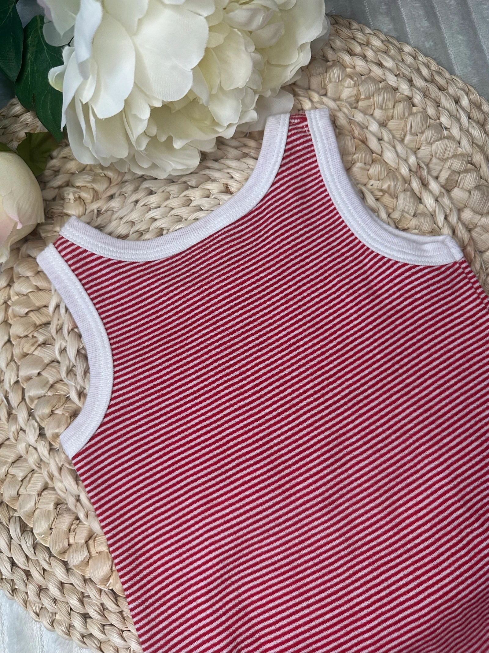 Barboteuse Petit Bateau 12 mois rayé rouge et blanc  – photo 7